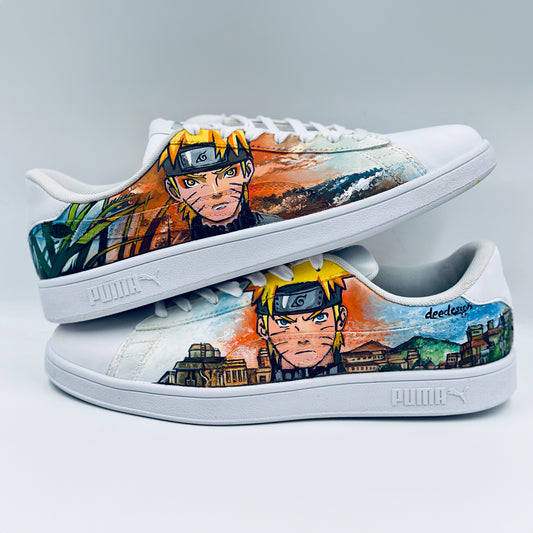 Naruto-themed custom Puma sneakers