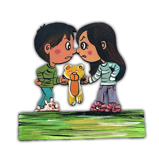 Hand Painted Teddy Tug-of-War Magnet