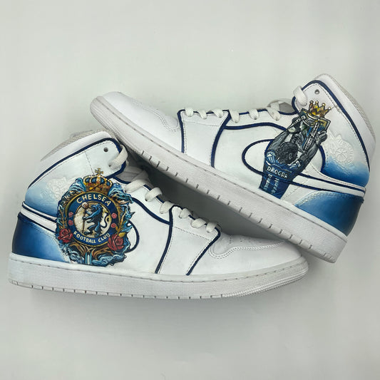 Handpainted Chelsea FC-Themed Sneakers