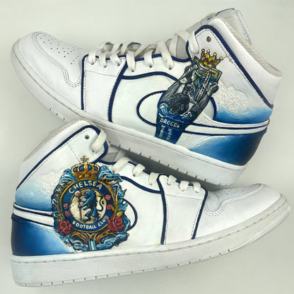 Handpainted Chelsea FC-Themed Sneakers