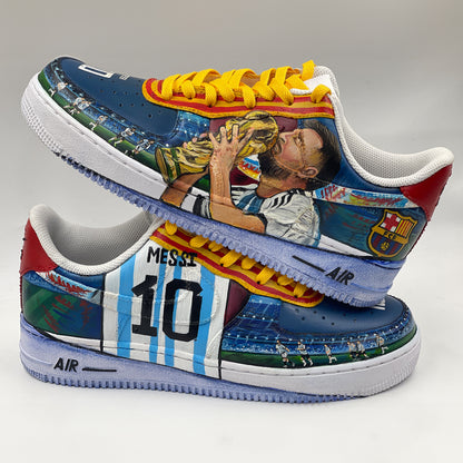 Celebrate Greatness with Handpainted Lionel Messi-Themed Sneakers