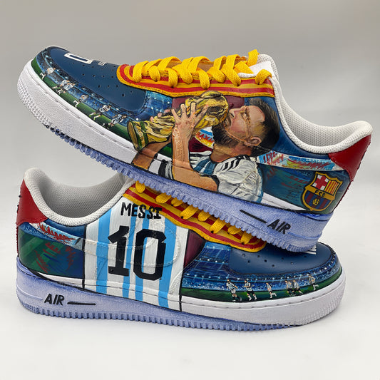 Celebrate Greatness with Handpainted Lionel Messi-Themed Sneakers