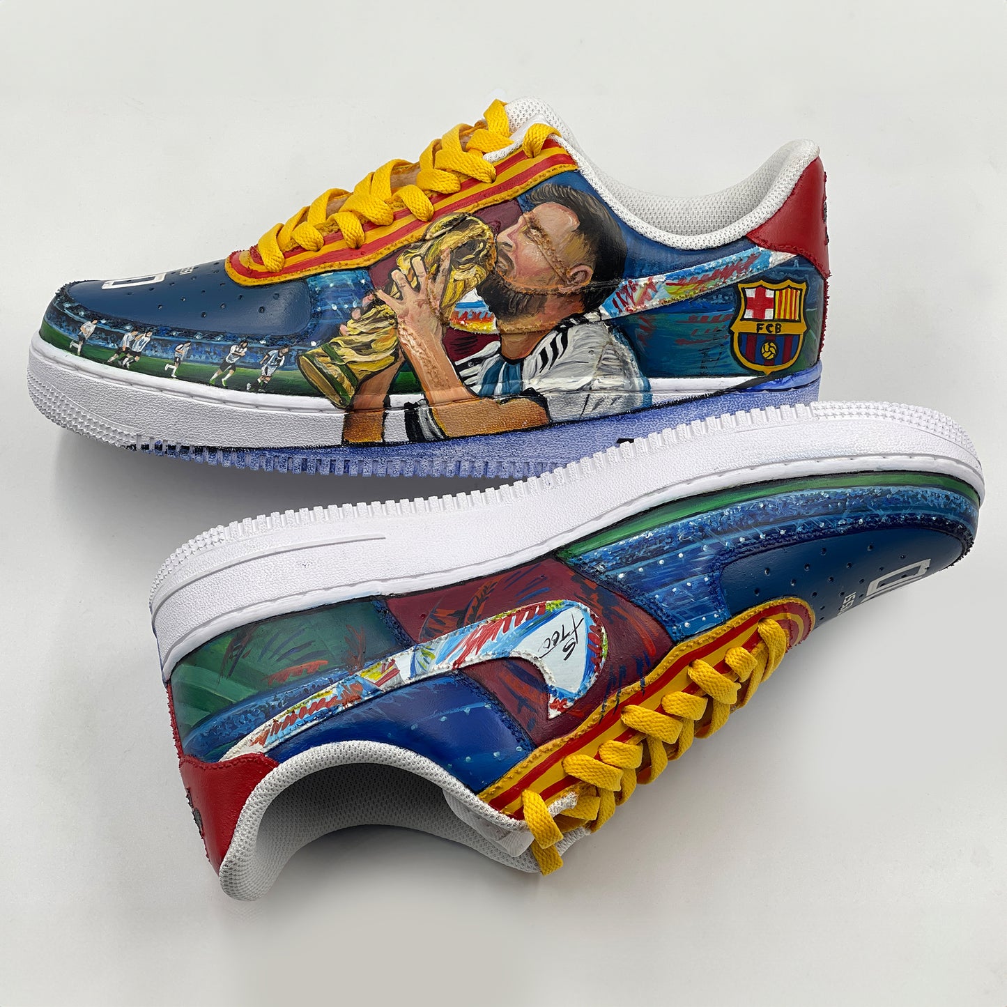 Celebrate Greatness with Handpainted Lionel Messi-Themed Sneakers