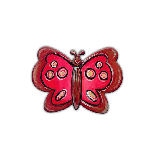 Hand Painted Red Butterfly Magnet
