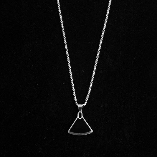 Men’s Stainless Steel Geometric Pendant with chain – Modern Edge, Minimal Form.
