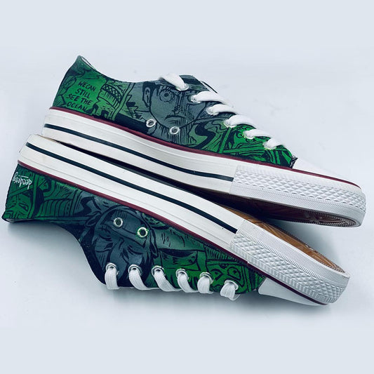 Luffy design on canvas shoes