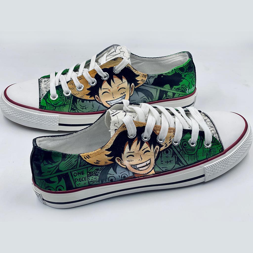 Luffy design on canvas shoes