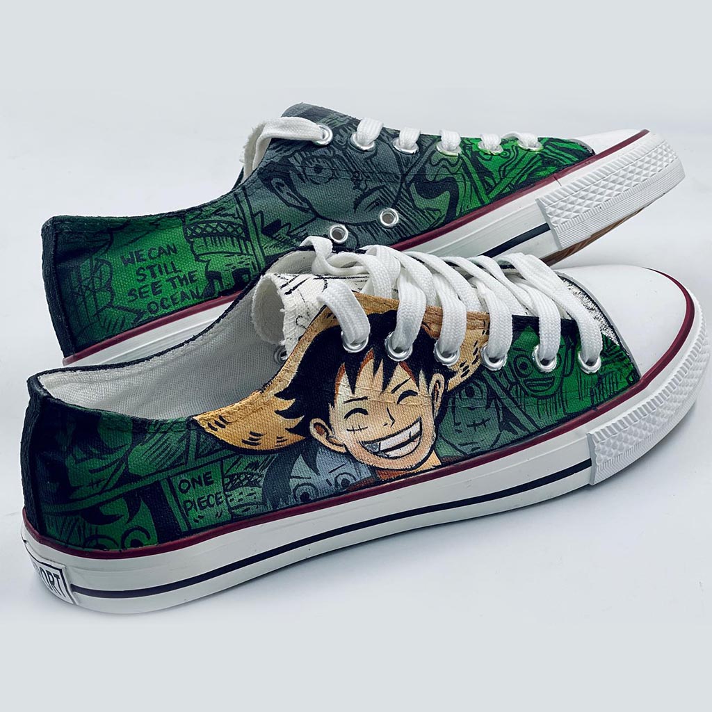 Luffy design on canvas shoes