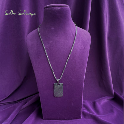 Men’s Stainless Steel Geometric Tag Pendant Necklace