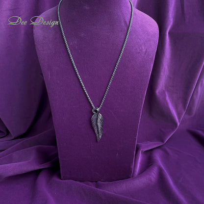Men’s Stainless Steel Feather Wing Pendant Necklace