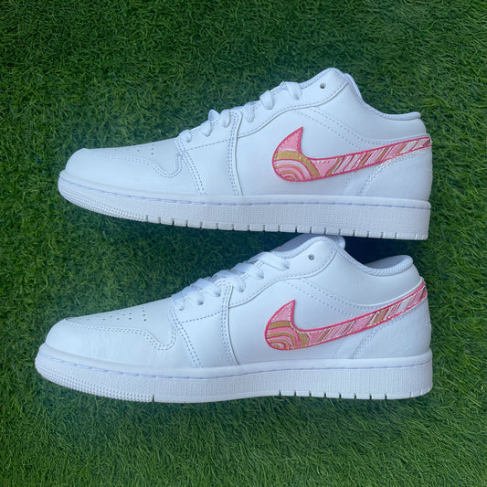 Handpainted Custom Sneakers – Pink and Yellow Marble Design