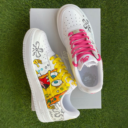 Handpainted Custom Sneakers – SpongeBob and Patrick Design
